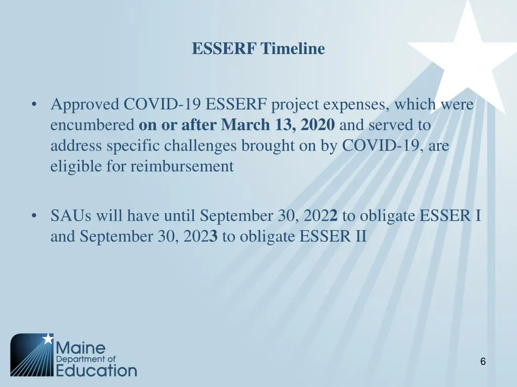 esserf timeline