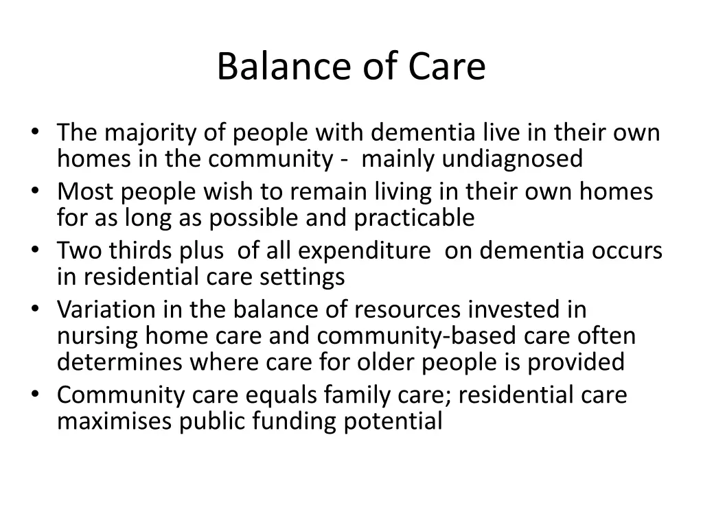 balance of care