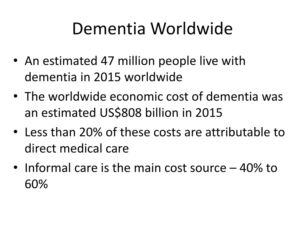 dementia worldwide