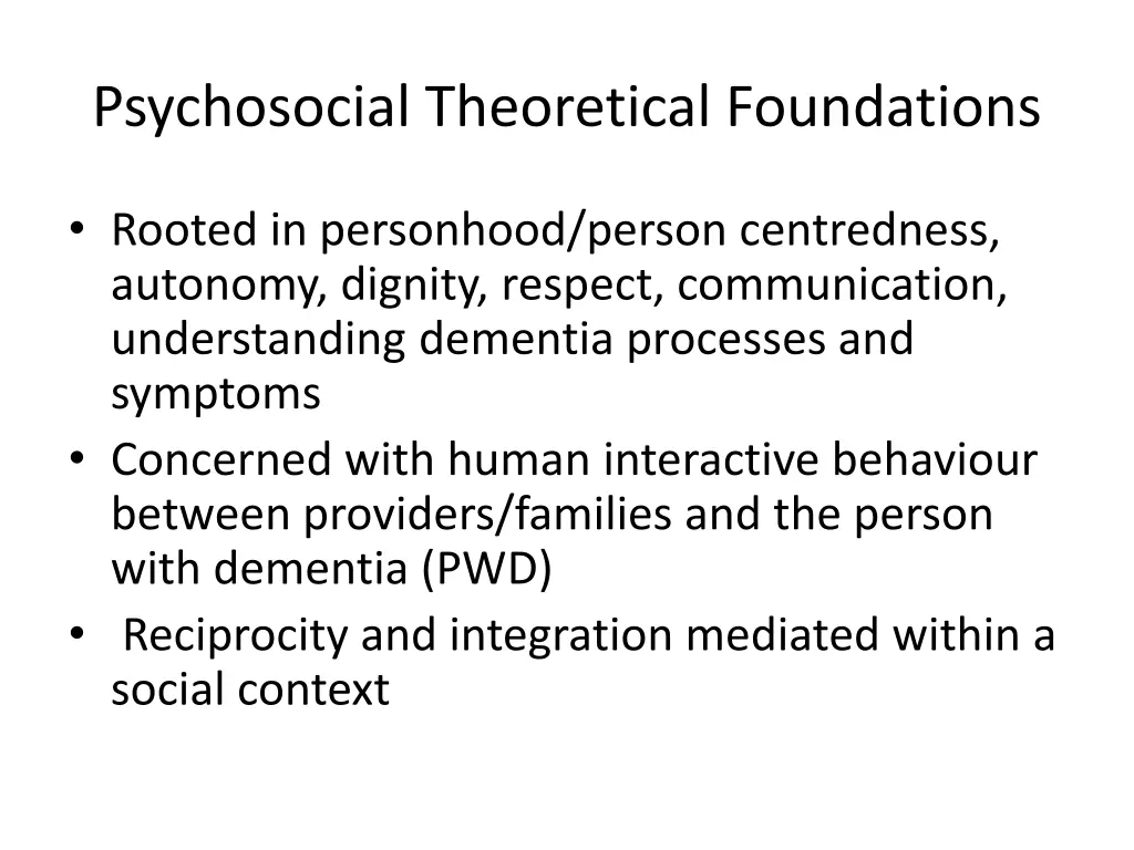 psychosocial theoretical foundations