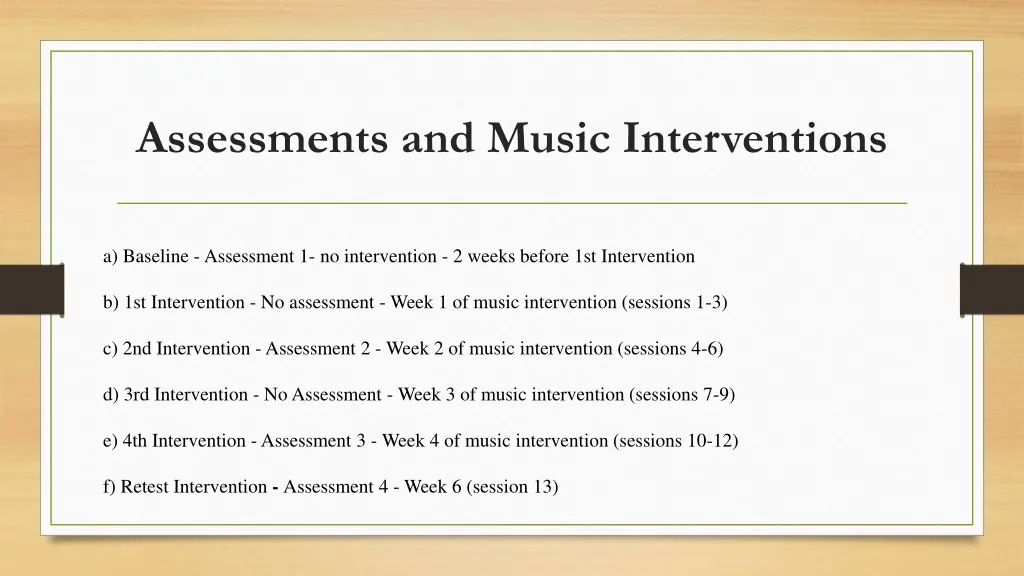 assessments and music interventions