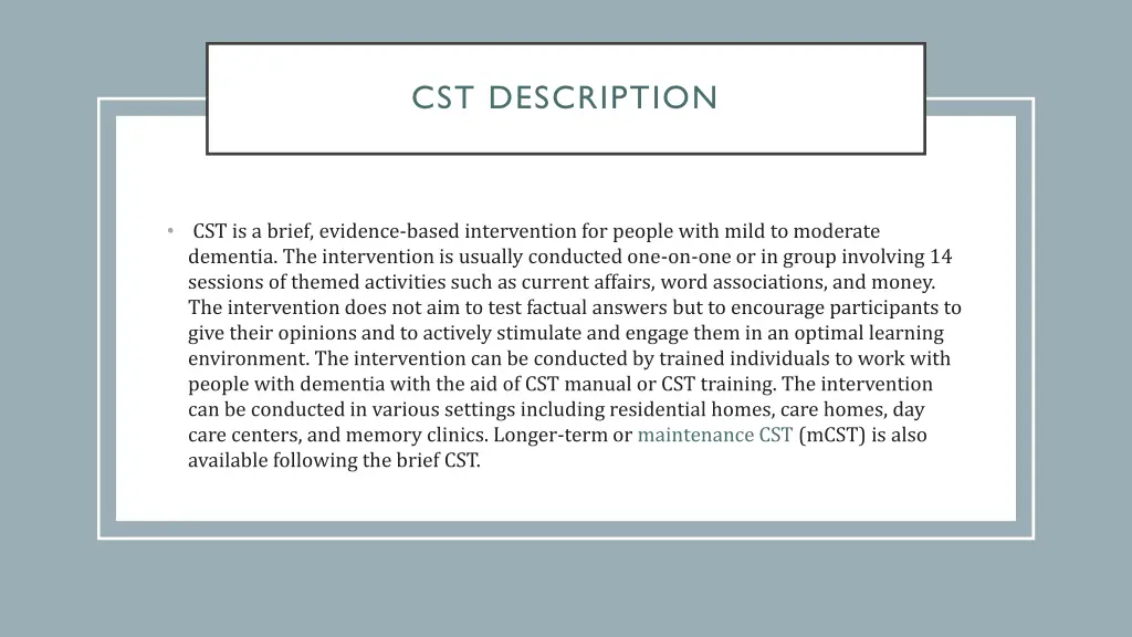 cst description