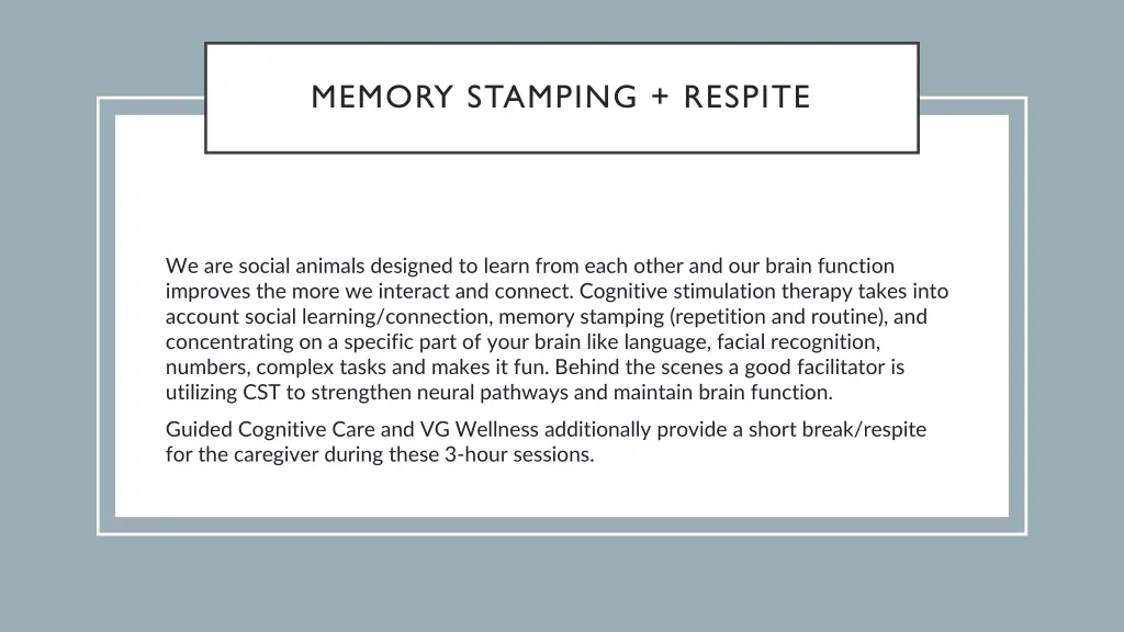 memory stamping respite