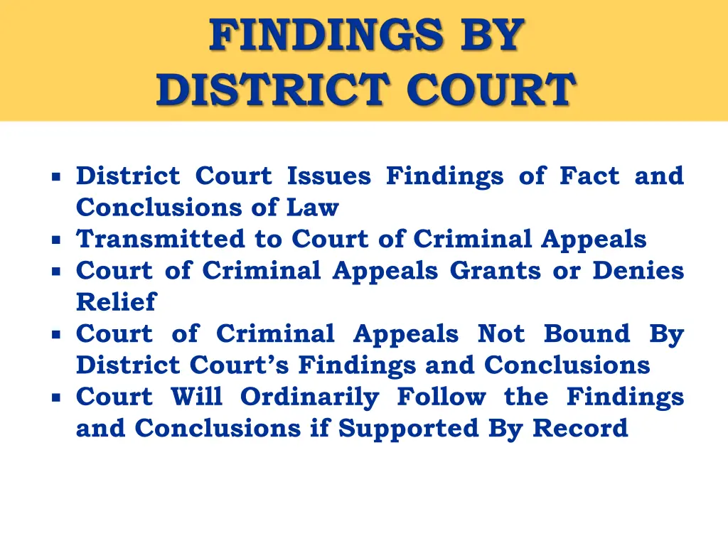 district court issues findings of fact