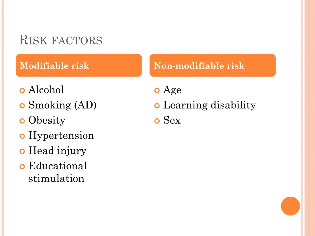 r isk factors