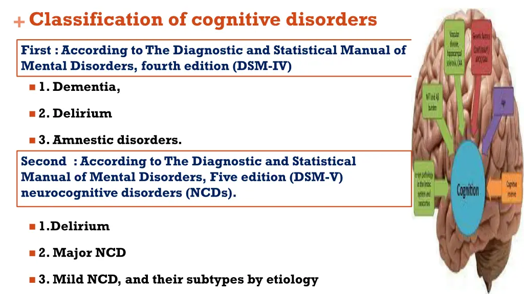 classification of cognitive disorders