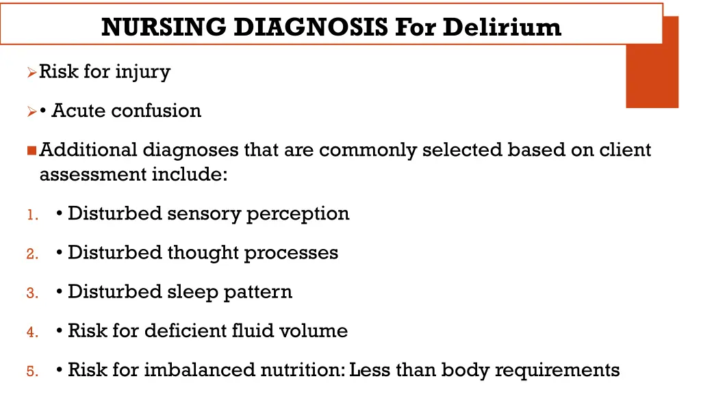 nursing diagnosis for delirium