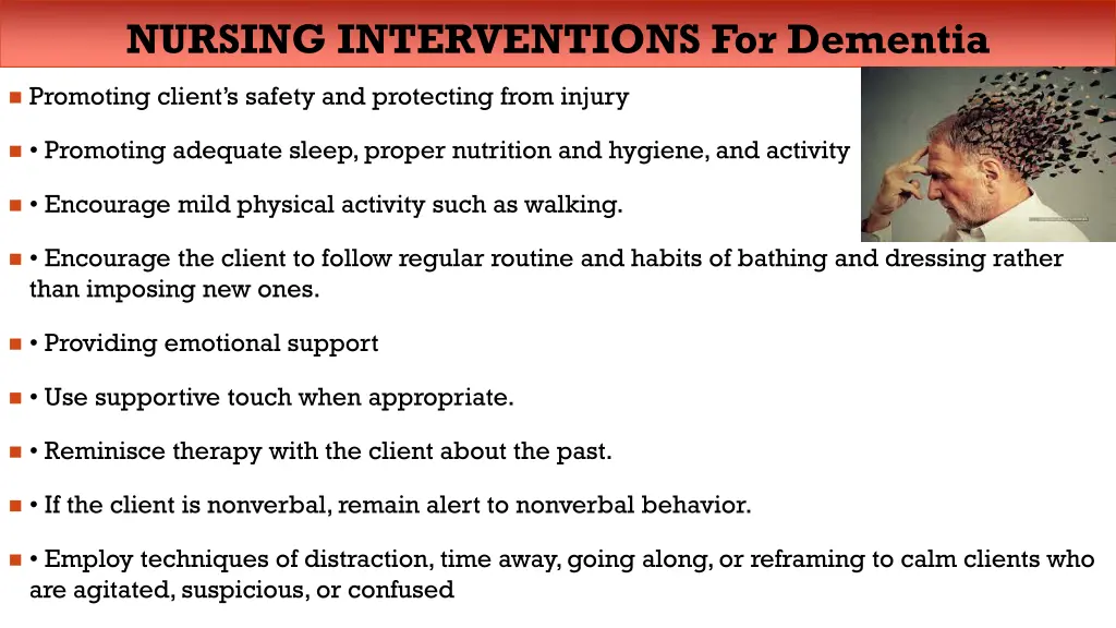 nursing interventions for dementia