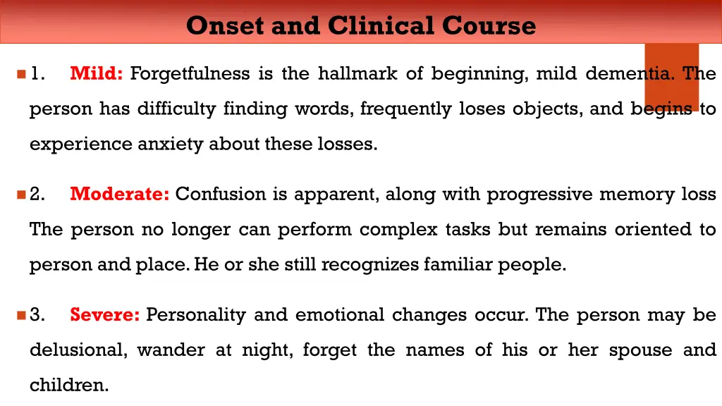 onset and clinical course