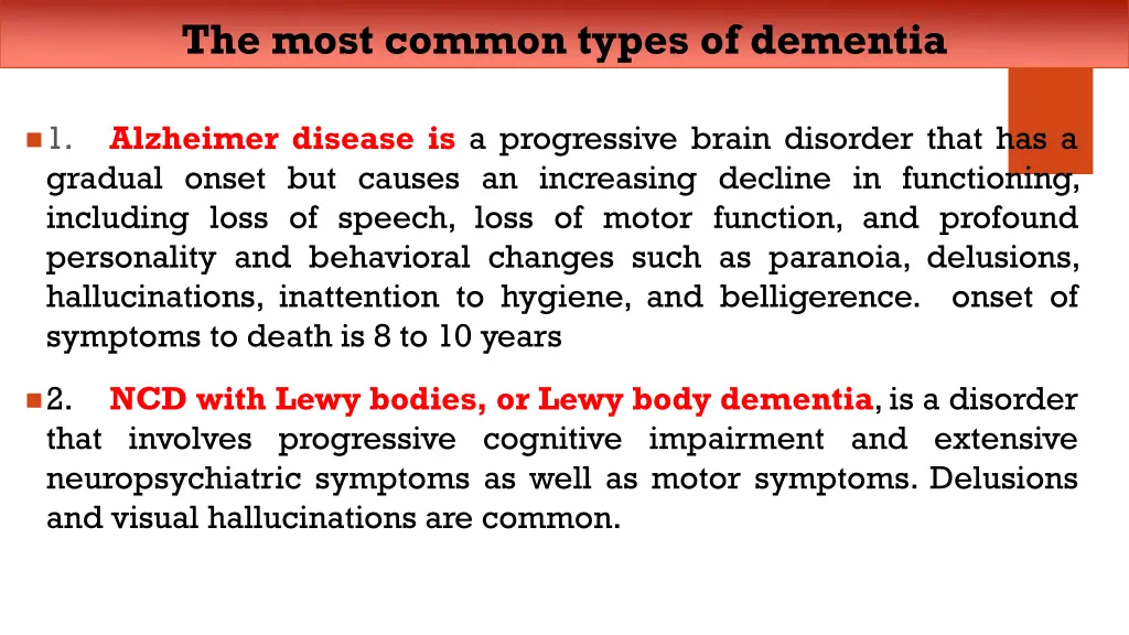 the most common types of dementia