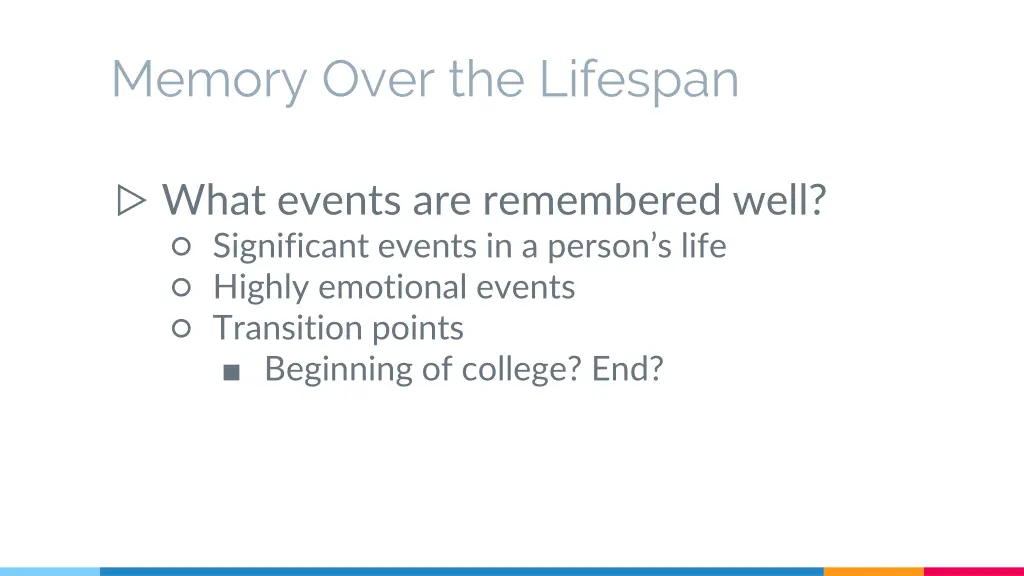 memory over the lifespan