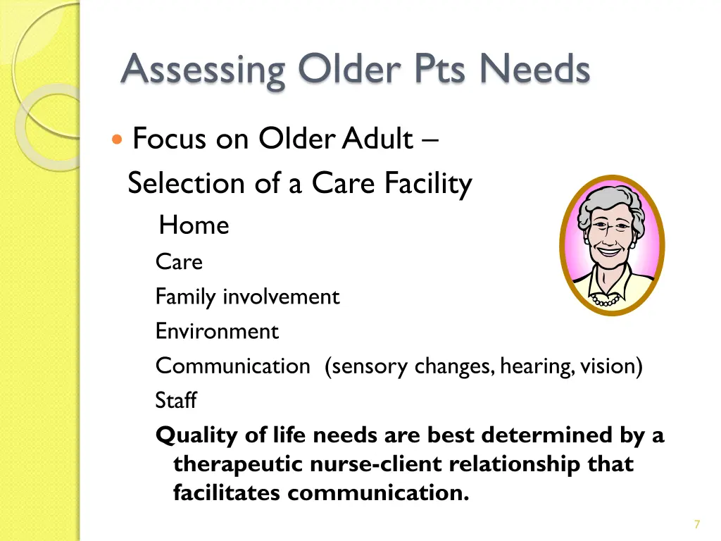 assessing older pts needs