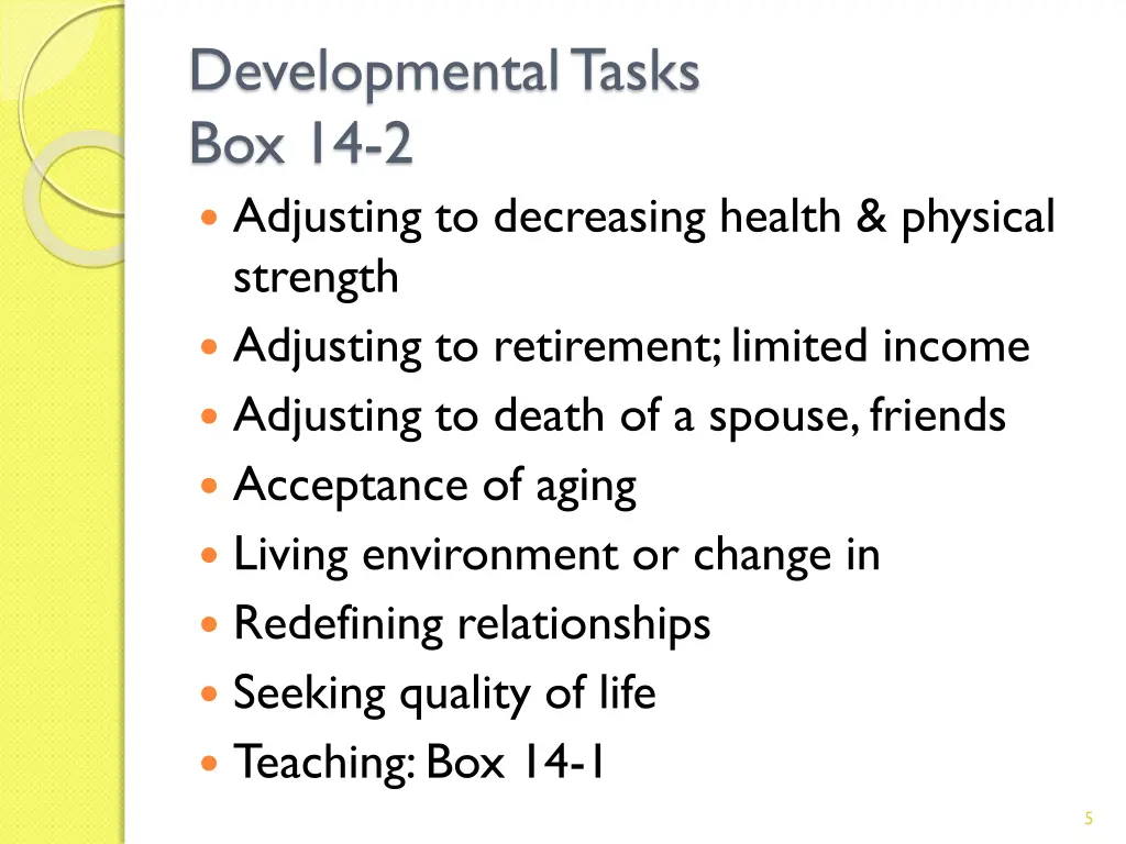 developmental tasks box 14 2 adjusting