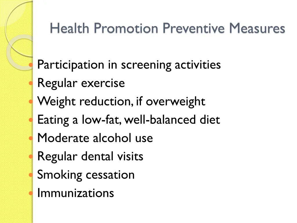 health promotion preventive measures