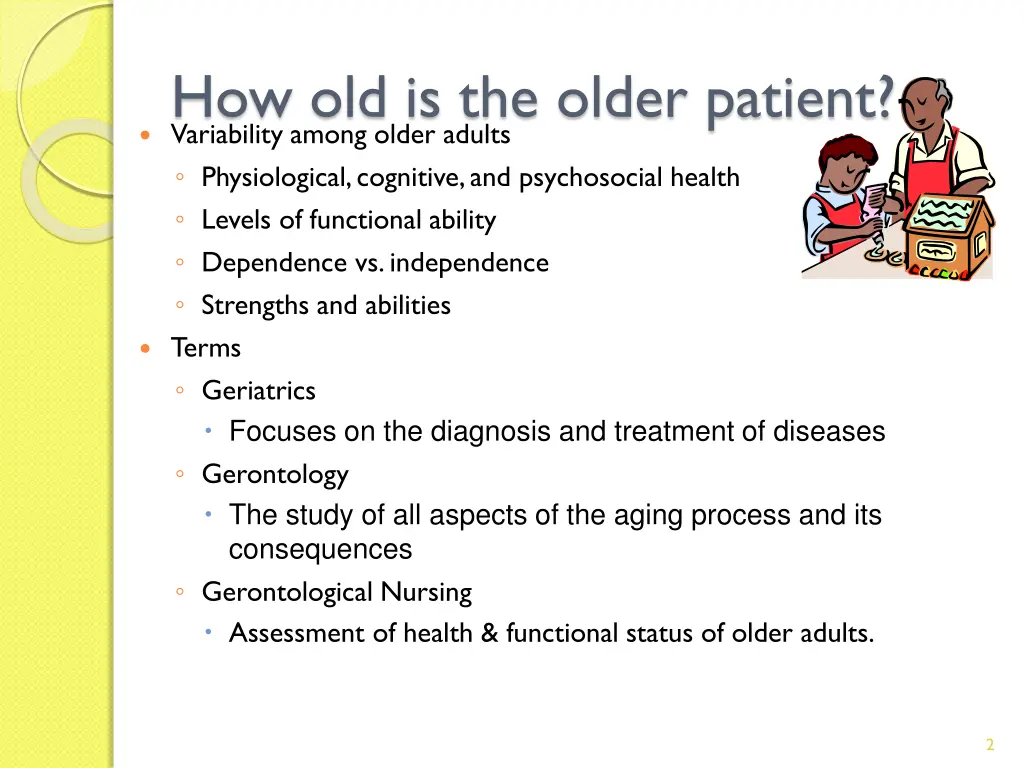 how old is the older patient variability among