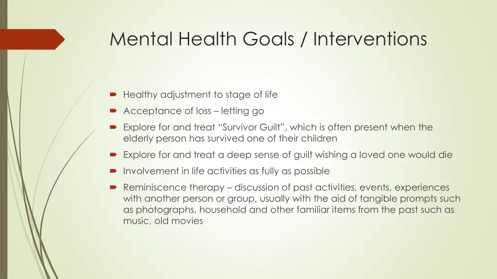 mental health goals interventions