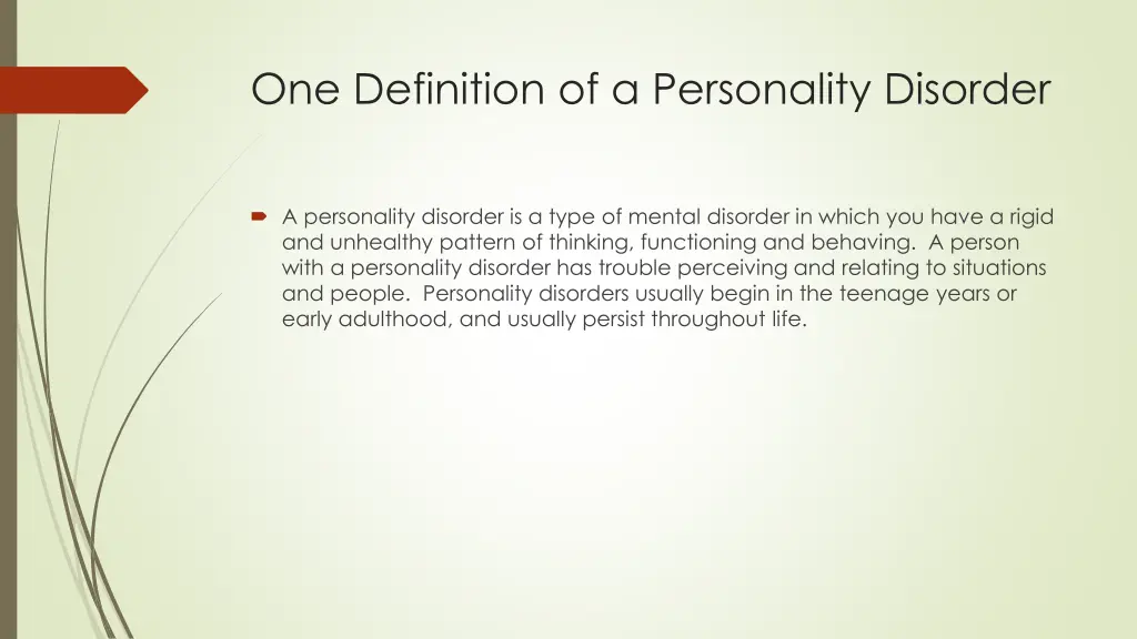 one definition of a personality disorder