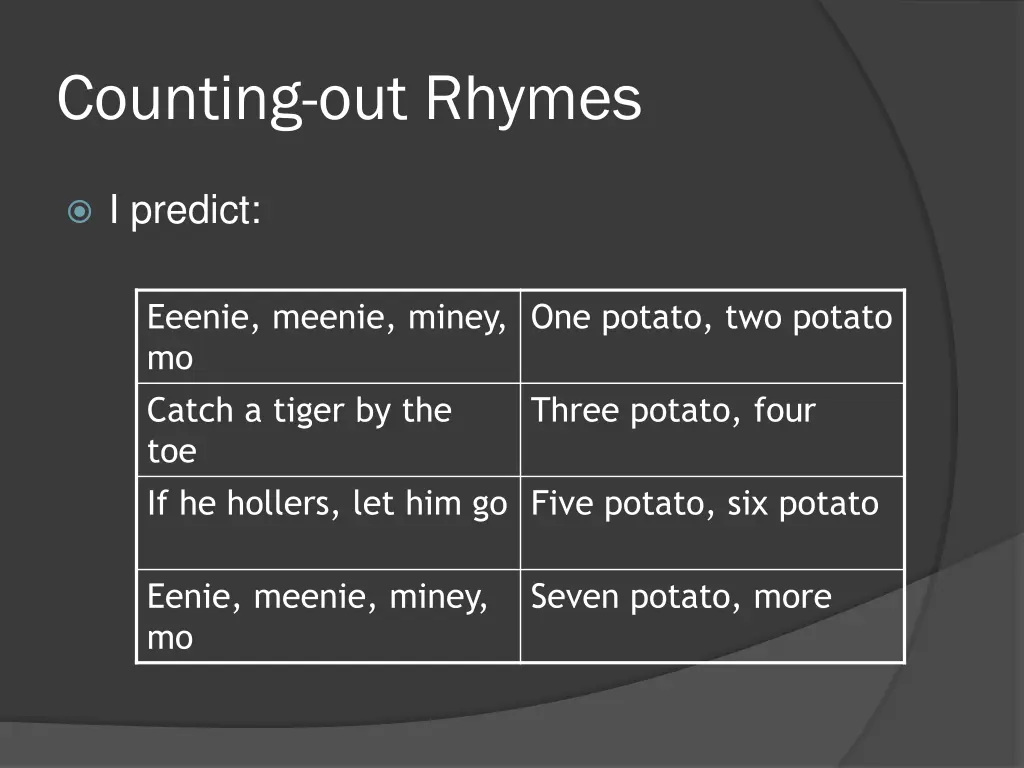 counting out rhymes 1