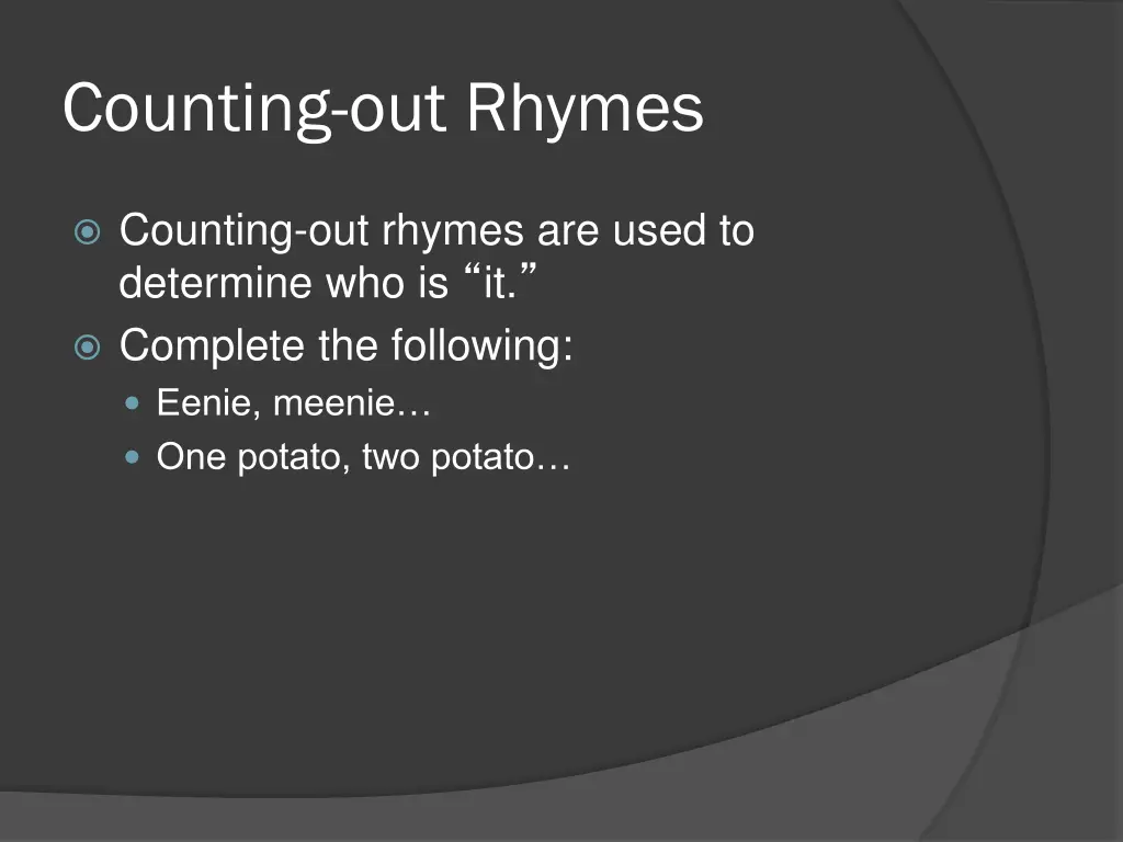 counting out rhymes