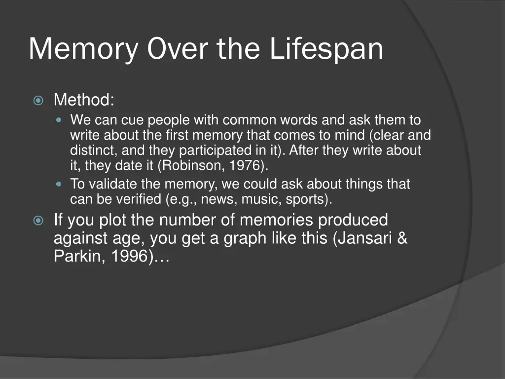 memory over the lifespan 1