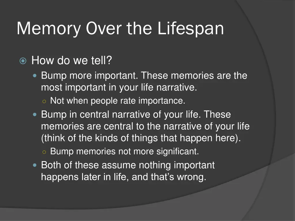 memory over the lifespan 9