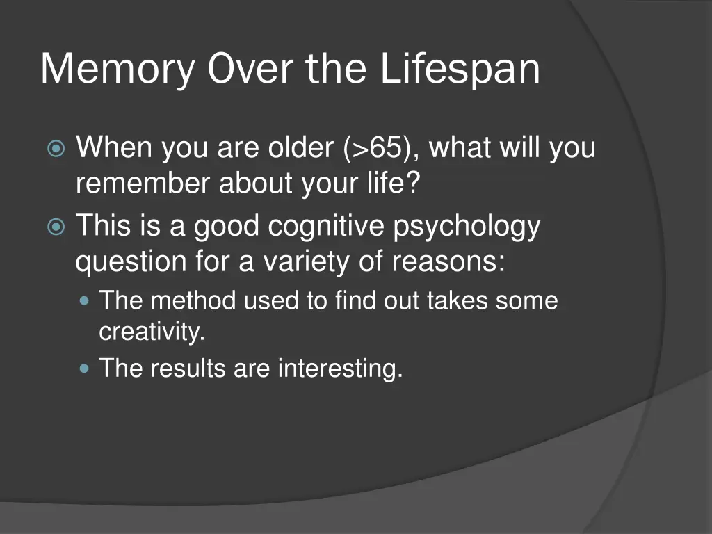 memory over the lifespan