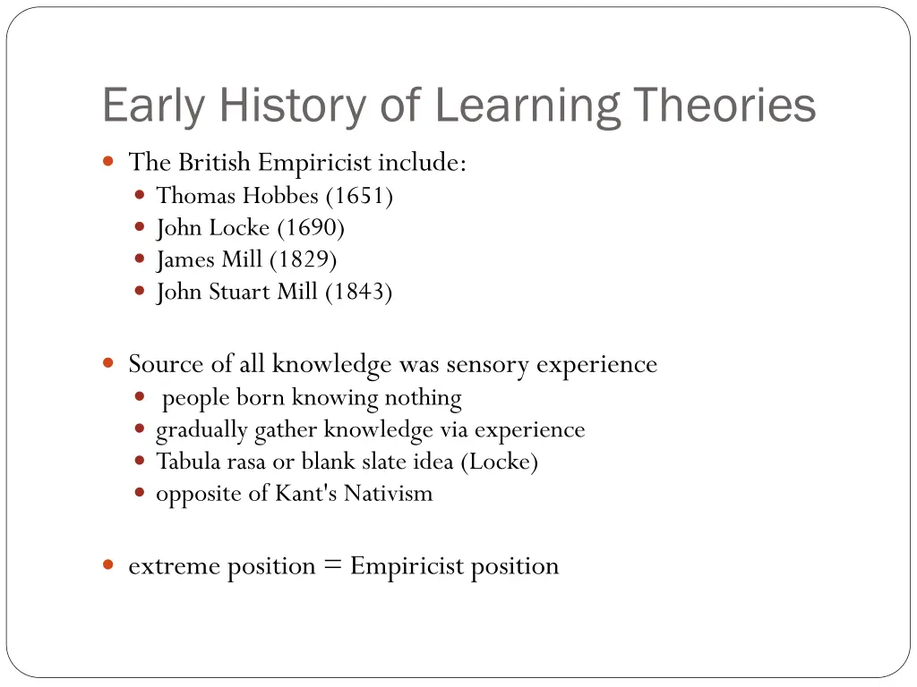 early history of learning theories 1