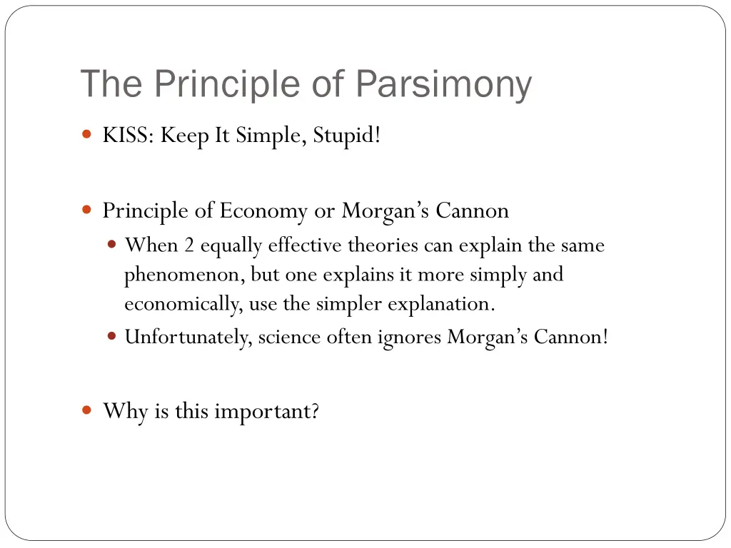 the principle of parsimony