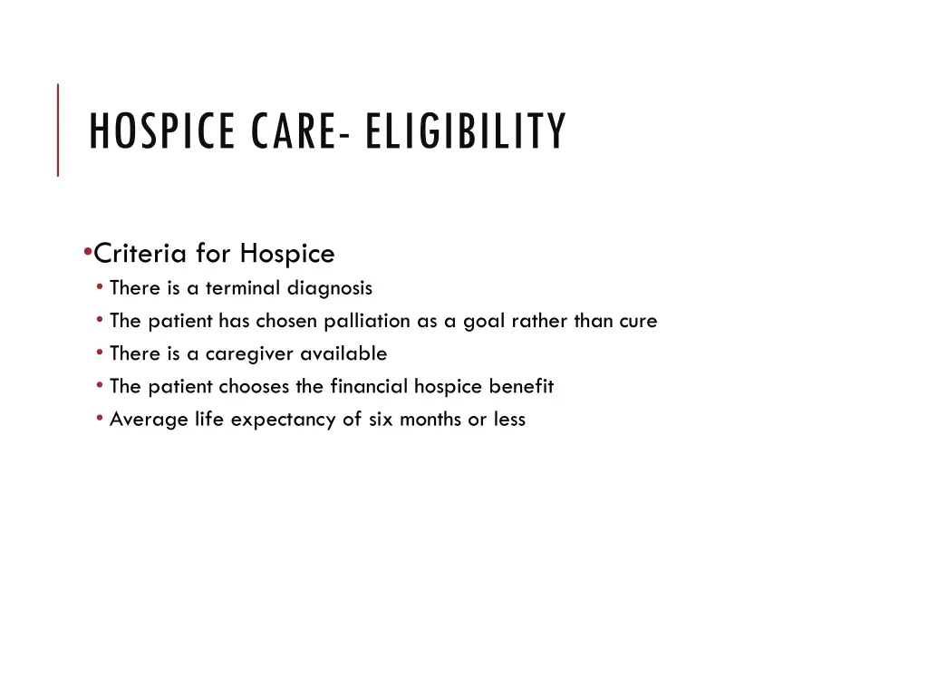 hospice care eligibility