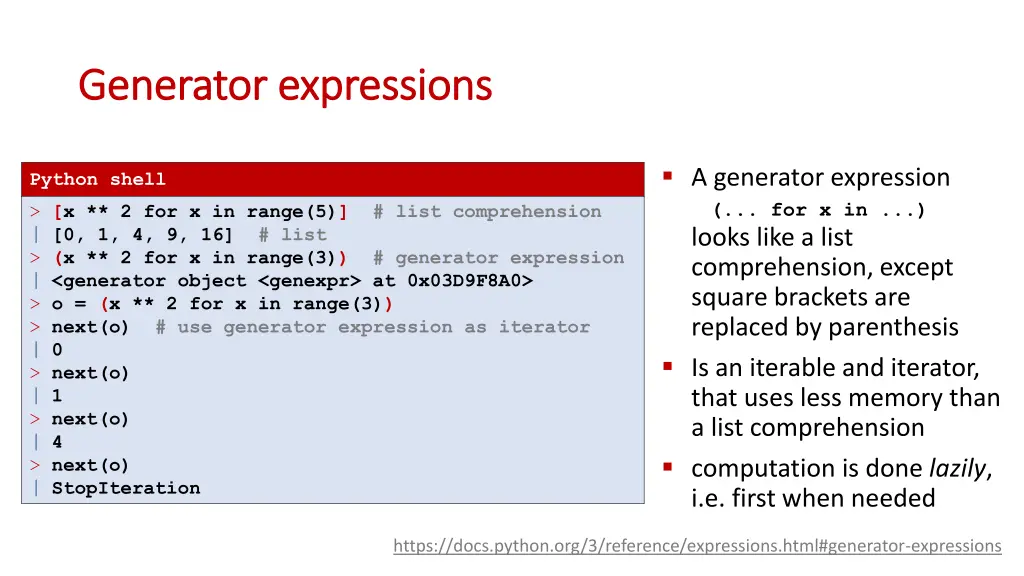 generator generator expressions expressions