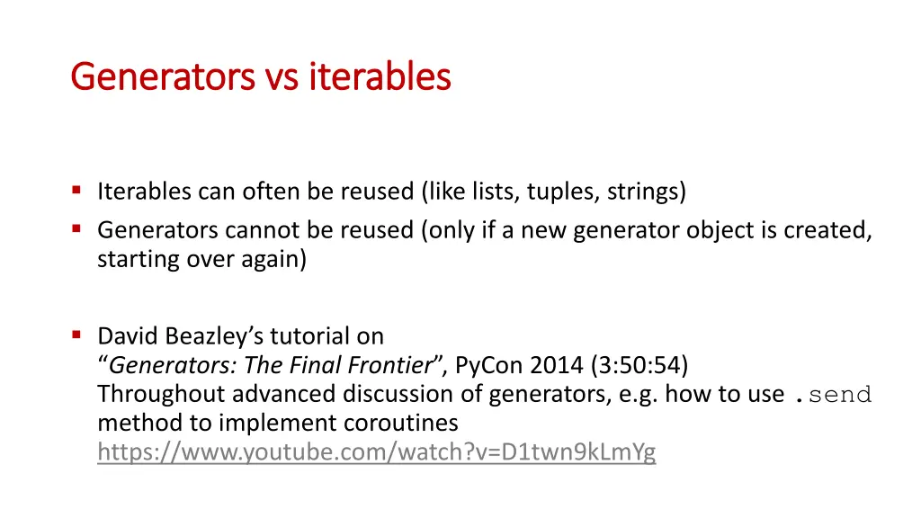 generators vs generators vs iterables