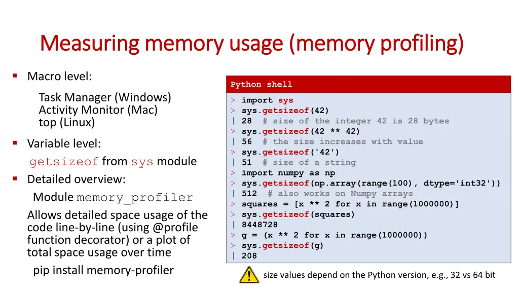 measuring memory usage memory profiling measuring