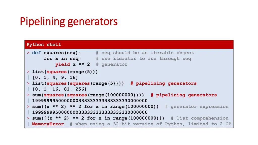 pipelining generators pipelining generators