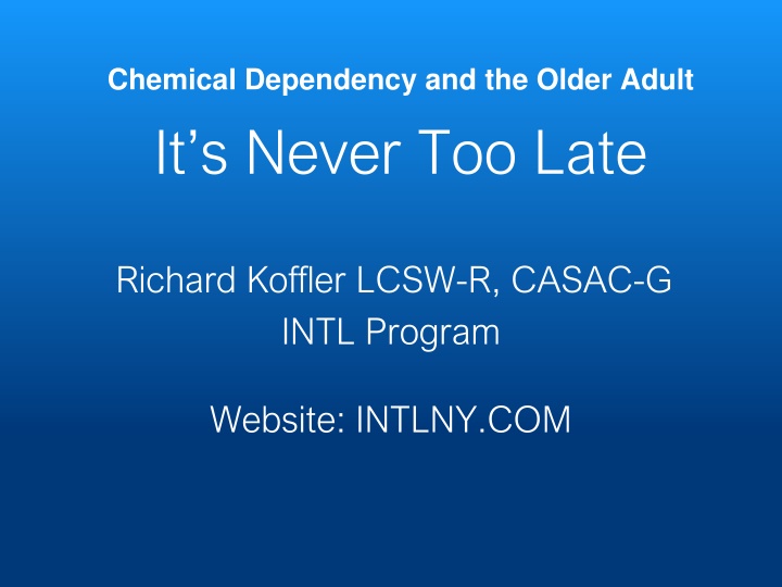 chemical dependency and the older adult