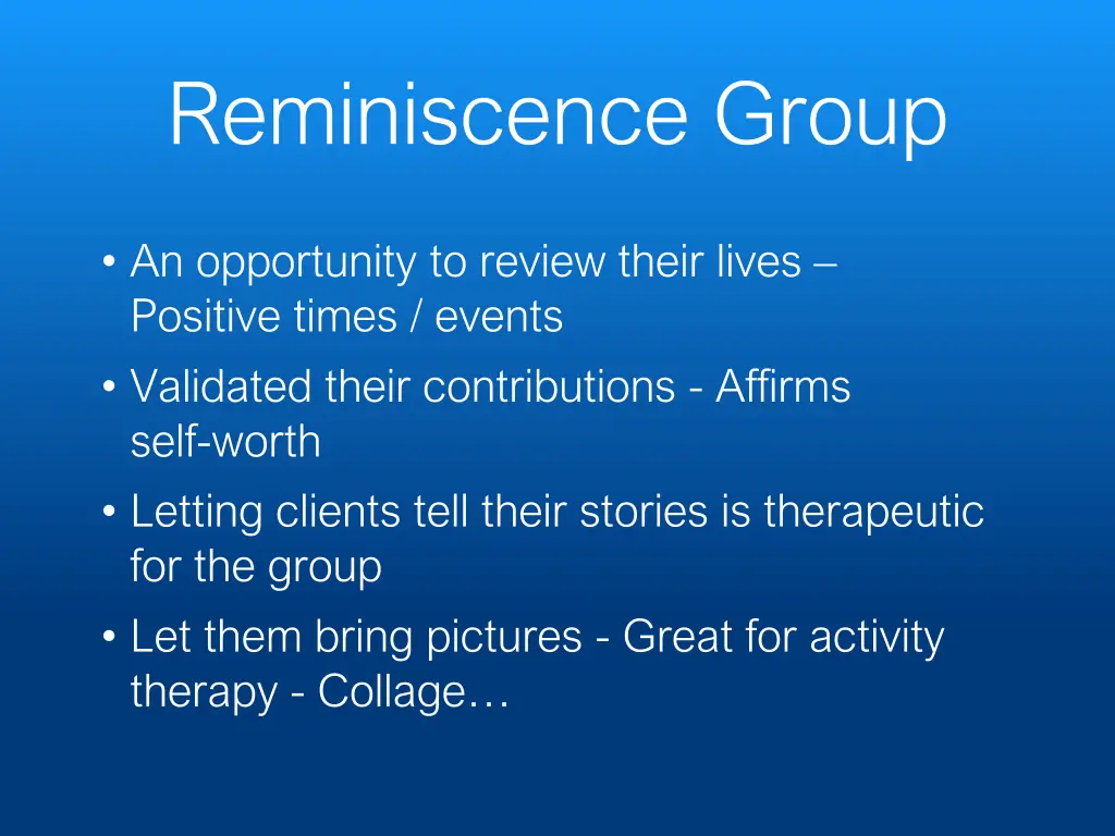 reminiscence group