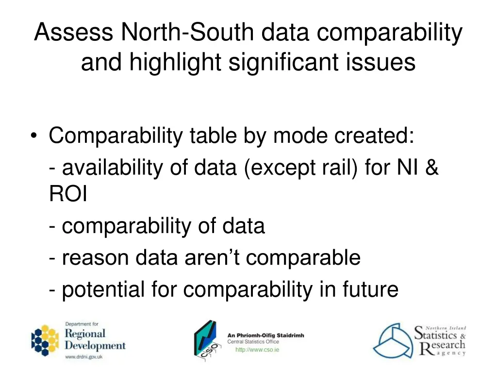 assess north south data comparability