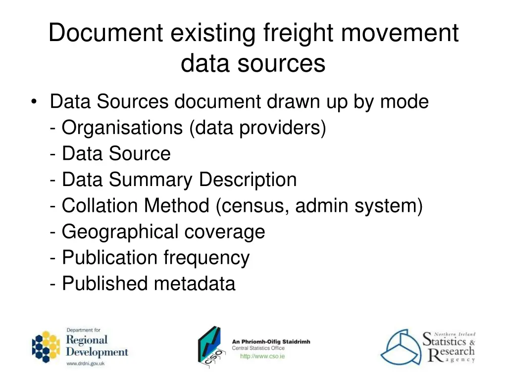 document existing freight movement data sources 1