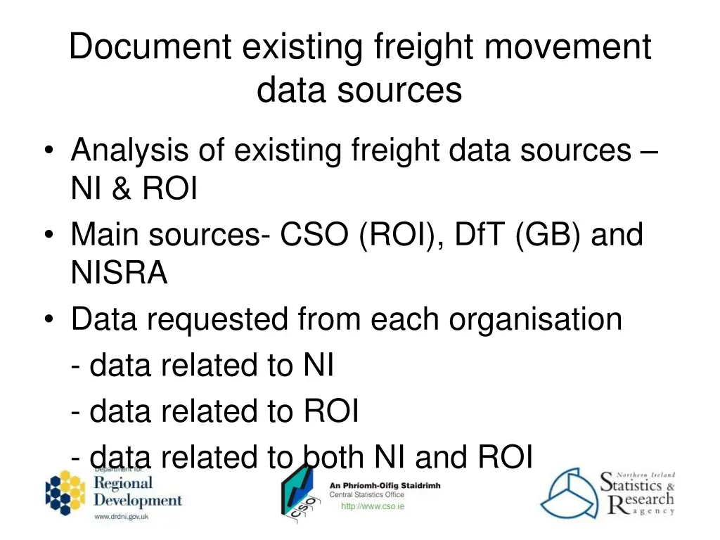 document existing freight movement data sources