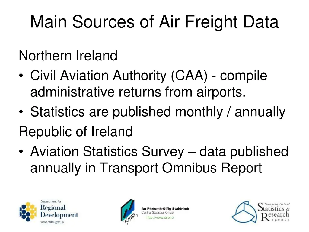 main sources of air freight data