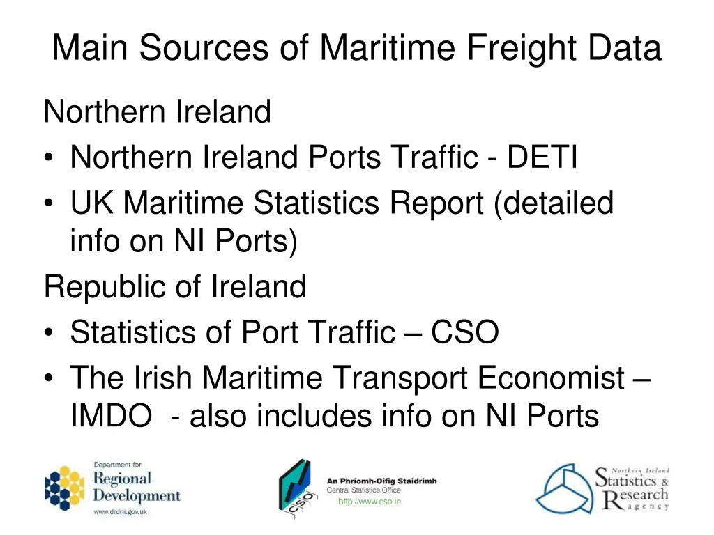 main sources of maritime freight data