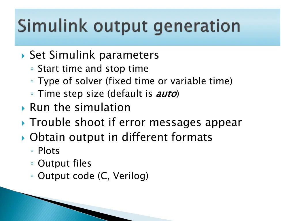 set simulink parameters start time and stop time