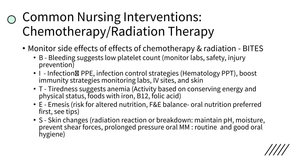 common nursing interventions chemotherapy