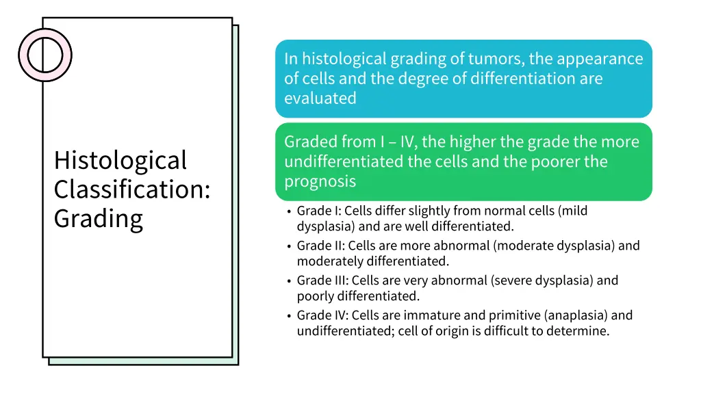 in histological grading of tumors the appearance