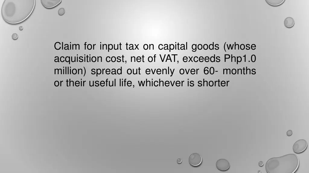 claim for input tax on capital goods whose