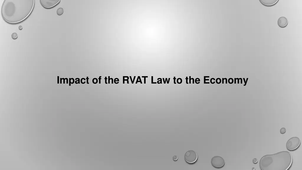 impact of the rvat law to the economy