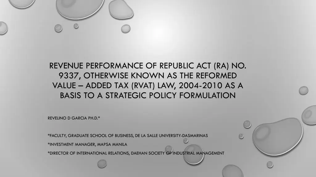 revenue performance of republic act ra no 9337