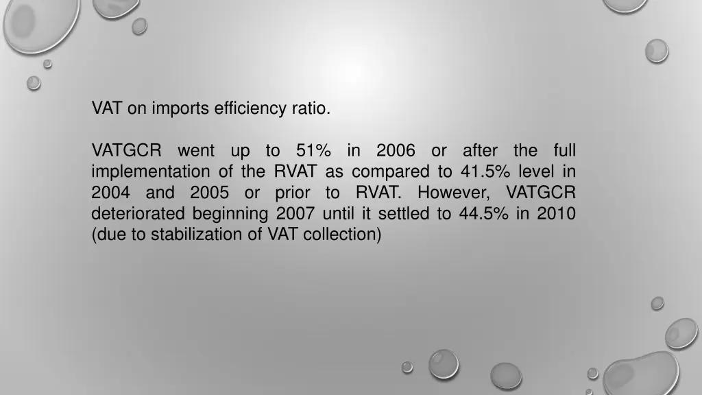 vat on imports efficiency ratio