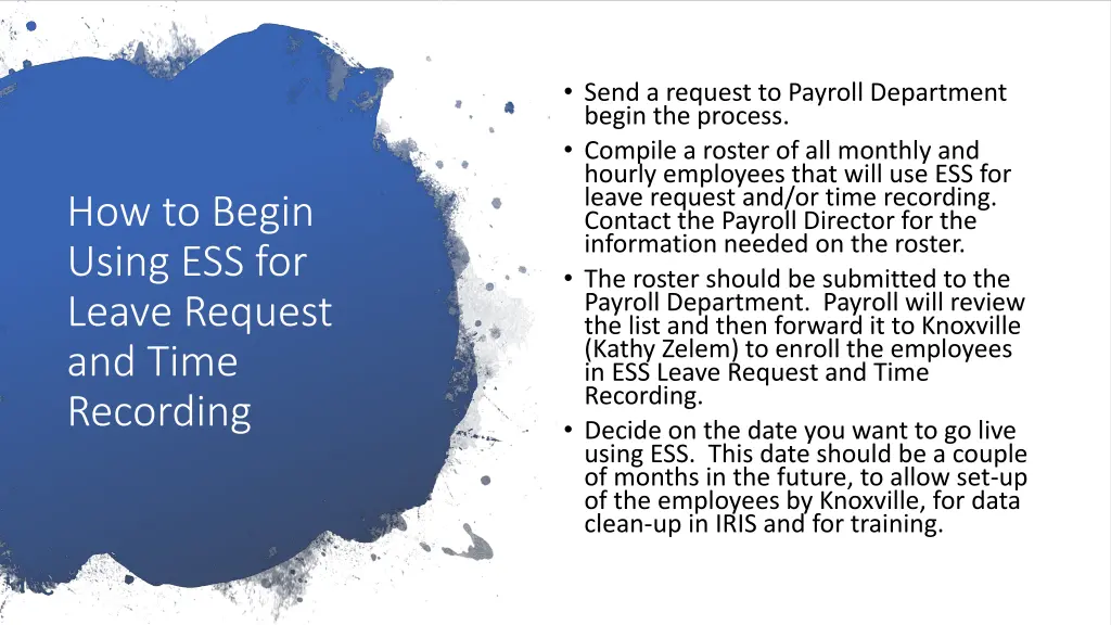 send a request to payroll department begin