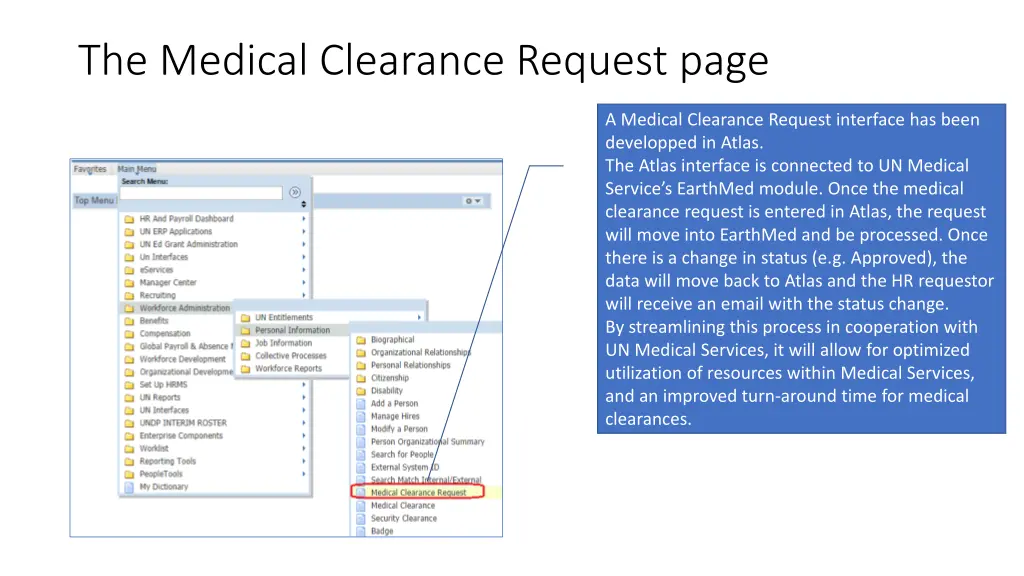 the medical clearance request page