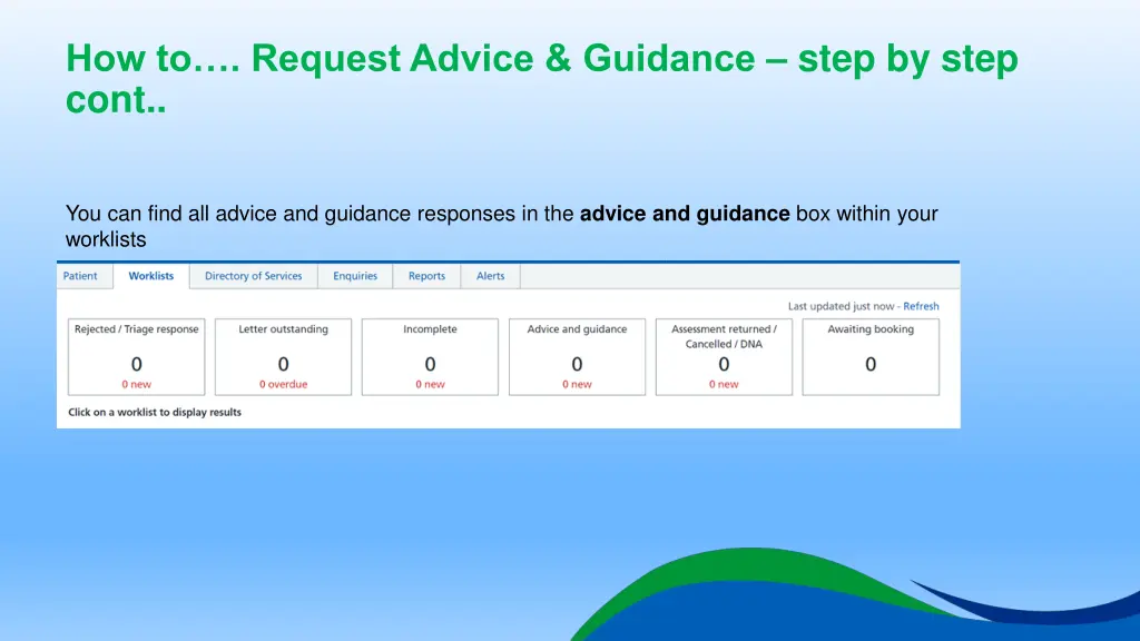 how to request advice guidance step by step cont 2